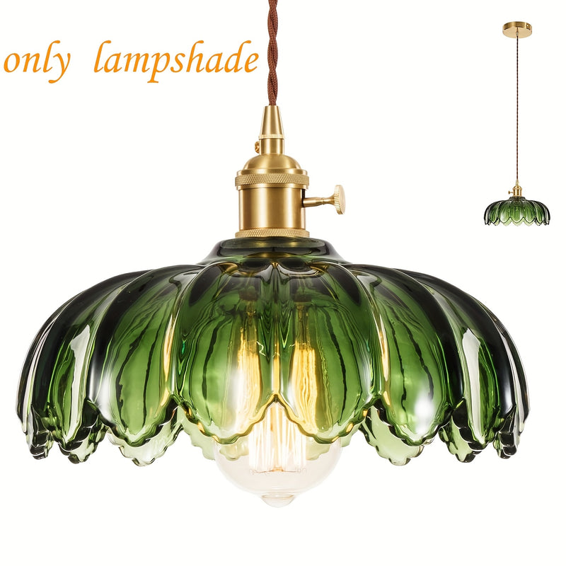 Pantalla de lámpara moderna en vidrio ámbar con forma de tulipán - Pantalla soplada a mano con detalles en metal pulido, 4.19 cm en la parte superior x 25.48 cm de diámetro x 12.95 cm de altura, para lámparas de piso, mesa, pared y candelabros - Accesori