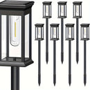 6 piezas, luces solares para senderos, lámpara cuadrada, bombilla de wolframio para decoración de atmósfera al aire libre - Adecuado para villa, jardín, patio, sendero y iluminación de paisaje de patio.