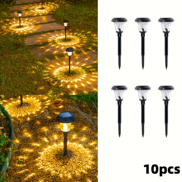 Conjunto de 10 Luces Solares Exteriores en Forma de Gota de Agua con LED - Iluminación para Caminos Impermeable IP44 para Jardines, Vistas y Áreas Paisajísticas - Decoración Ecológica del Paisaje con Brillo Amarillo Cálido, Iluminación para Senderos de J