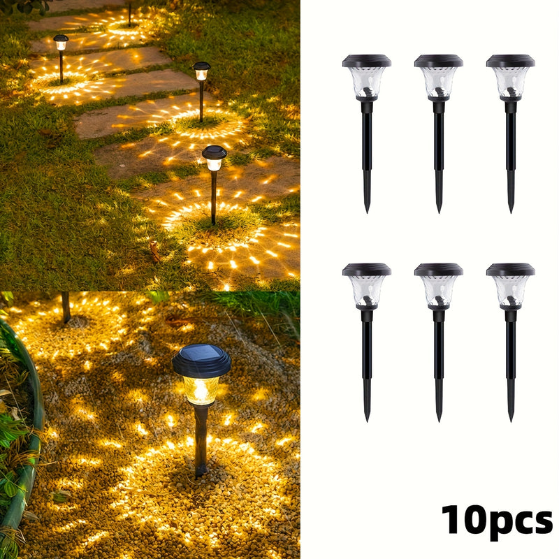 Conjunto de 10 Luces Solares Exteriores en Forma de Gota de Agua con LED - Iluminación para Caminos Impermeable IP44 para Jardines, Vistas y Áreas Paisajísticas - Decoración Ecológica del Paisaje con Brillo Amarillo Cálido, Iluminación para Senderos de J