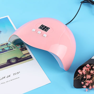 54W 18 Piezas Lámpara de Uñas Rosa Inteligente con Inducción, Luz para Curado de Esmalte y Función de Temporizador, Compatible con Diferentes Máquinas de Pegamento para Uñas