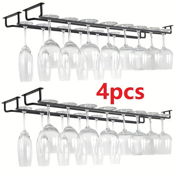 4-Pack de estantes de vino de hierro, acabado barnizado, estante colgante multipropósito para cocina, bar en casa y almacenamiento de gabinete de vino