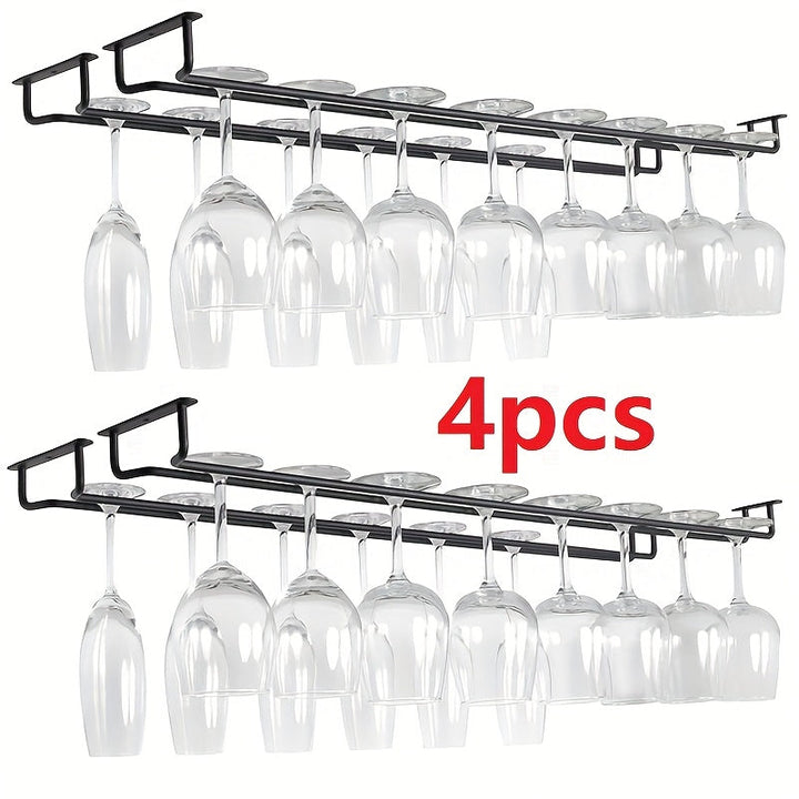 4-Pack de estantes de vino de hierro, acabado barnizado, estante colgante multipropósito para cocina, bar en casa y almacenamiento de gabinete de vino