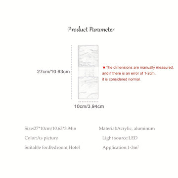 Aplique de pared moderno en acrílico con LED cálido, montaje semiempotrado, acabado metálico, incluye hardware de instalación, para dormitorio, sala de estar, hotel, estudio, pasillo, estilo industrial, cafetería, restaurante - ambiente romántico, decora
