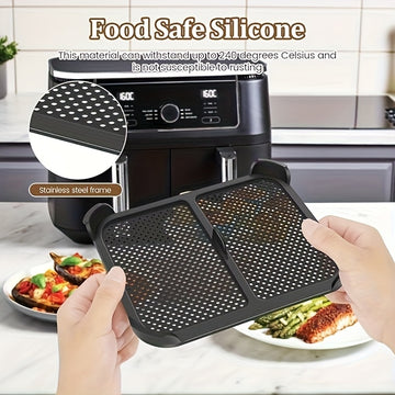 Protección contra salpicaduras de silicona reutilizable y plegable para freidor de aire, resistente al calor.