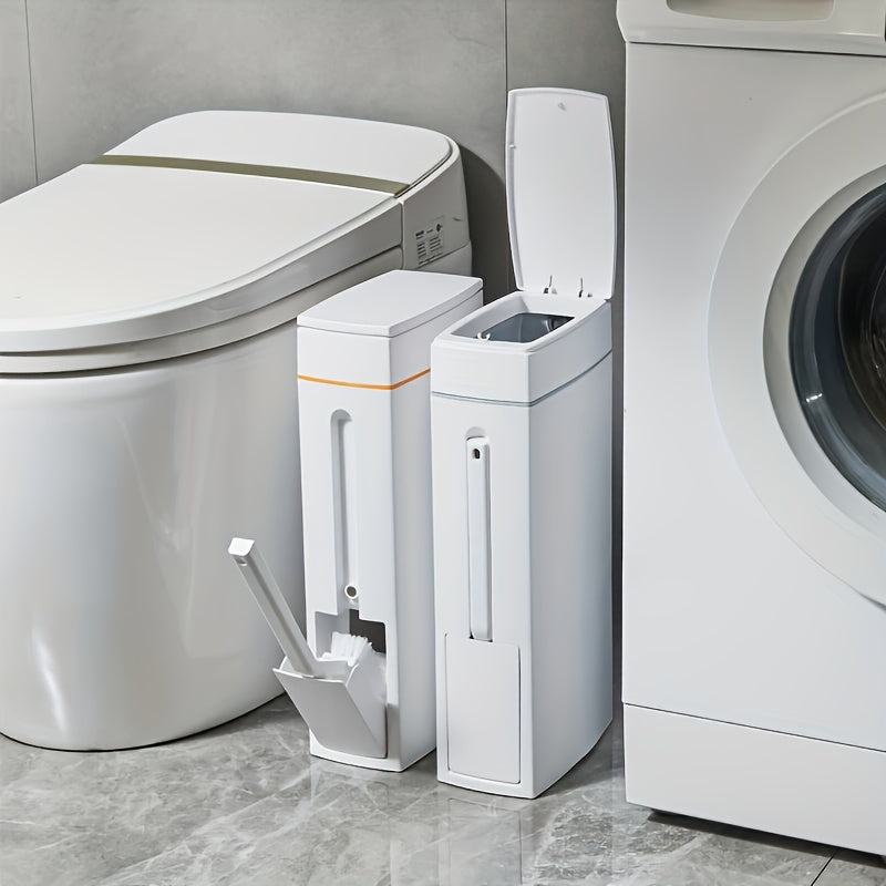 Basurero de Una Pieza con Cepillo de Gran Capacidad de 4.5L para Hogar, Función Desodorizante, Diseño Inteligente y Silencioso de Apertura/Cierre, Adecuado para Espacios del Hogar como Salón, Dormitorio, Oficina, Baño Público, Cepillo Integrado en el Con