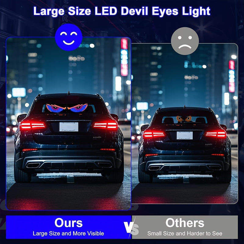 2 luces LED decorativas para auto con diseño de ojo de diablo, recargables por USB, luces de ambiente para ventanas con múltiples modos, accesorio interior para autos, moderno y elegante