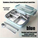 Organización deliciosa: Caja de almuerzo con compartimentos de acero inoxidable - Gran capacidad, a prueba de fugas, elegante caja de bento con utensilios integrados para un fácil transporte - Ideal para el trabajo, la escuela y la preparación de comidas.