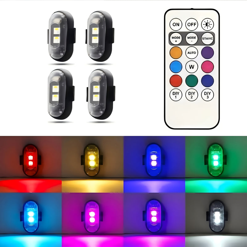 4 luces decorativas LED, luces ambientales recargables por USB, luces neónicas RGB con control remoto, adecuadas para coches, motocicletas, camiones, bicicletas, hogares y más luces decorativas versátiles.