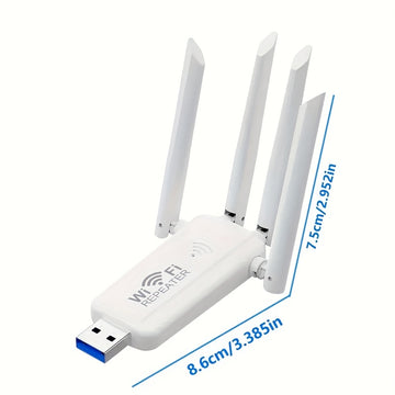 Repetidor de WiFi USB de alta velocidad 300Mbps con 4 antenas - Amplificador de señal inalámbrica para una mayor cobertura de red, alimentado por USB, diseño negro elegante, conexión directa super, mejora tu experiencia de WiFi, extensor de WiFi, repetid
