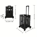 Carrito de Almacenamiento Plegable de 55L con 4 Ruedas - Portátil, Plegable, de Plástico para Cocina y Comedor, Negro
