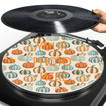 Tapete de música de disco de 12 pulgadas con patrón de calabaza de Acción de Gracias - Vinilo negro, 3 mm de grosor, antiestático, reducción de ruido y polvo, ideal para DJs, karaoke y práctica de música en casa, equipo de músicos