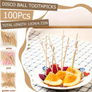 100 piezas de palillos de dientes de bambú para fiestas de bodas, palillos para verduras y frutas con perlas, aperitivos y frutas con perlas doradas/rosas/blancas, palillos para alimentos y bebidas de Navidad, Año Nuevo, palillos para pasteles, postres,