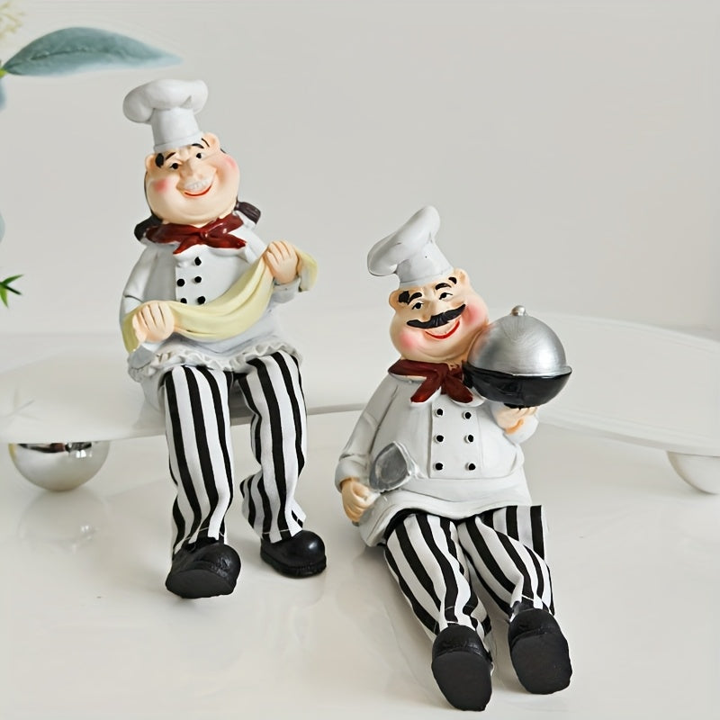 Juego de 2 piezas de decoración con resina para chef en pareja - Decoración moderna para el hogar, restaurante occidental y pastelería, tema creativo para cocina y café, regalos originales