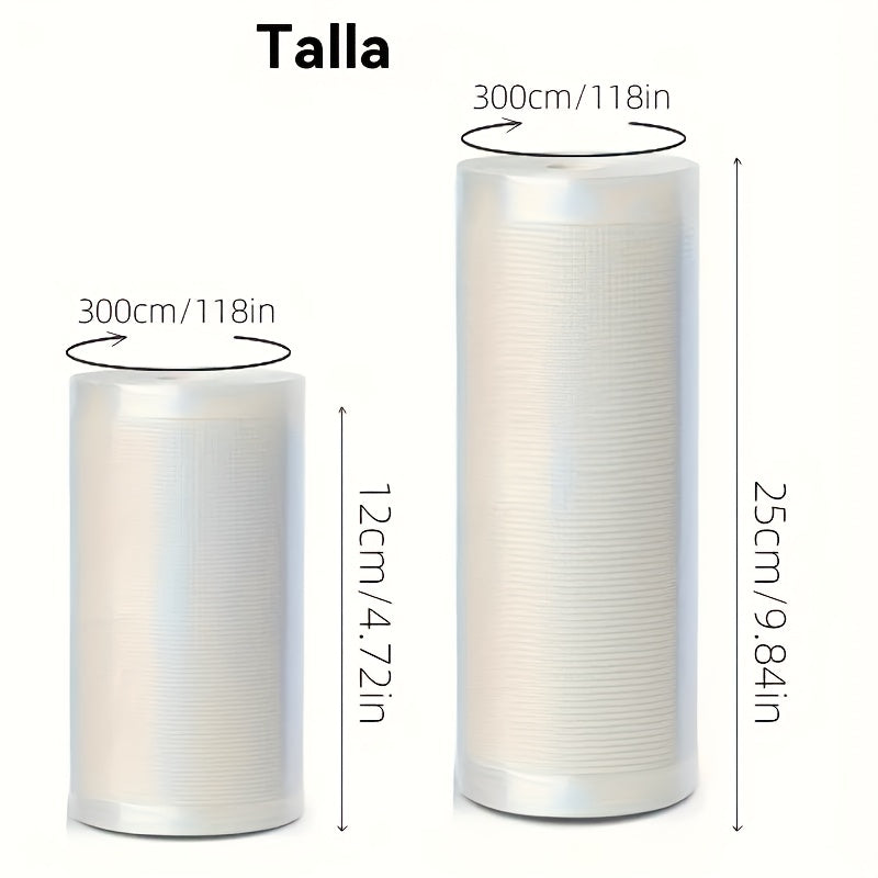 3 Metros de Bolsas Selladoras al Vacío para Conservación Extendida de Alimentos, Varios Tamaños Disponibles, Perfectas para Sous Vide, Congelador y Frescura Duradera. Ideales para Hogar, Cocinas Comerciales y Almacenamiento a Granel, Mantienen el Sabor y