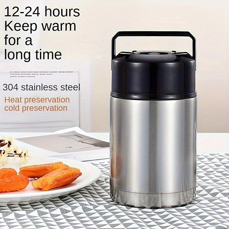 1 Unidad, Recipiente Térmico Aislado Para Alimentos, 35.2oz/28.16oz, Recipiente Cilíndrico De Acero Inoxidable Para Almuerzo, Fiambrera Térmica, Para Sopa, Gachas, Ensalada Y Más, Para La Escuela Y La Oficina, Accesorios De Cocina, Accesorios De Viaje