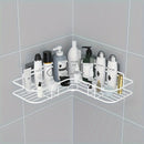 1pc Estante de Esquina Metálico Blanco Ahorrador de Espacio - Sin Taladro, Organizador de Pared para Baño y Cocina para Champú, Productos de Cuidado de la Piel y Más, Ideal para Uso Doméstico y Hotelero, Organizadores y Almacenamiento de Baño