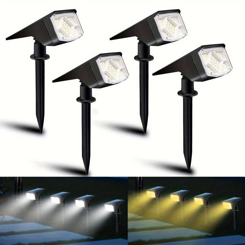 2pcs/4pcs/6pcs Focos Solares para Exteriores, 64 LED Luz Blanca Fría y Cálida con 3 Modos de Iluminación, Focos de Paisaje Ajustables de ABS para Jardín, Patio y Camino, Alimentados por Energía Solar y Resistentes al Clima, Luces Solares para Exteriores