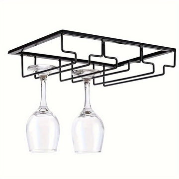 Estantes de copas de hierro, soporte para copas de vino colgante, almacenamiento debajo del gabinete para bar cocina, instalación sin herramientas, exhibición decorativa moderna - Estante colgante duradero para uso doméstico y en restaurantes