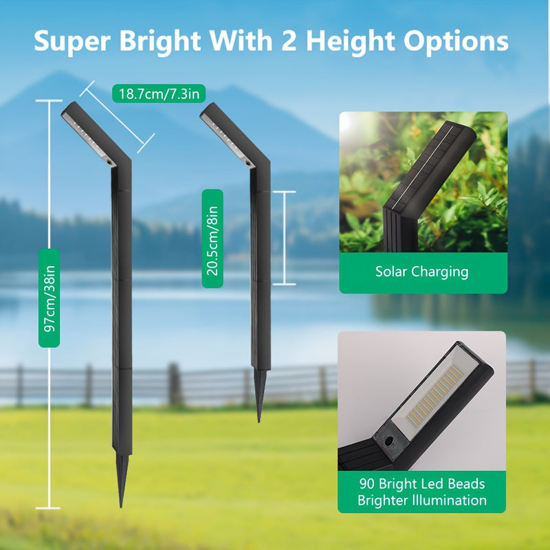 Luz solar exterior HOTU - Iluminación solar de 12 horas para senderos, aceras, garajes, senderos de paisaje, iluminación de paisaje | Luz exterior moderna | Soporte de plástico duradero, luces solares