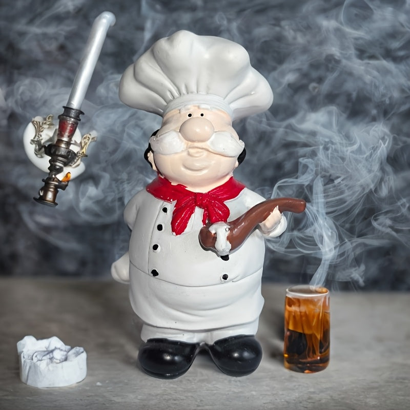 Figura de Chef con Barba Blanca y Banda Roja - Estatuilla Creativa en Resina para Decoración de Cocina, Uso Interior/Exterior, Ideal para Hogar o Restaurante