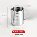 1pc Vaso Espumador de Leche de Acero Inoxidable Premium con Marcas de Escala Precisas - Ideal para Espresso, Latte, Cappuccino | Jarra de Metal Duradera y Fácil de Limpiar con Guía de Medición