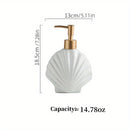 1 Dispensador De Loción De Cerámica Con Forma De Estrella De Mar, Dispensador De Jabón En Forma De Concha, Botella De Loción De Cerámica Blanca Con Bomba Dorada Mate, Dispensador De Jabón De Manos, Decoración Del Hogar Para Baño Y Cocina