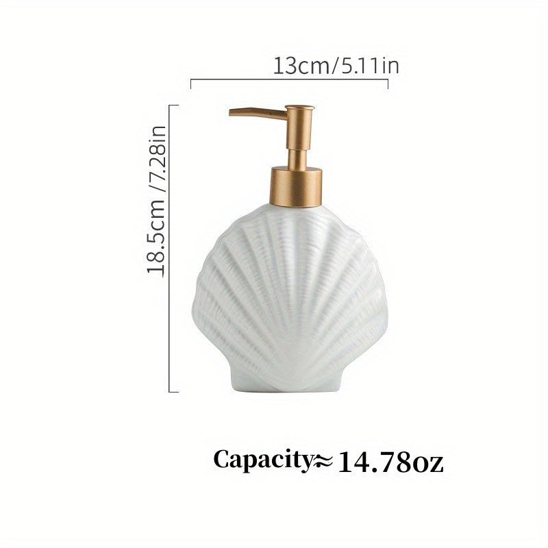 1 Dispensador De Loción De Cerámica Con Forma De Estrella De Mar, Dispensador De Jabón En Forma De Concha, Botella De Loción De Cerámica Blanca Con Bomba Dorada Mate, Dispensador De Jabón De Manos, Decoración Del Hogar Para Baño Y Cocina