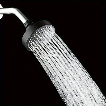 1 cabezal de ducha de lluvia a alta presión, circular, montado en la pared, acabado en negro, construcción de plástico duradero y fácil instalación para modernizar el baño, acabado pulido, funcionamiento suave
