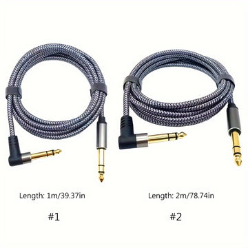 Cáble de audio LUTREE recto a curvo 6.5, triple núcleo con doble blindaje para reducción de ruido, cable para escenarios y mezclas, conexión de guitarra, piano electrónico, grabación macho a macho, bajo de madera