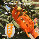 1pc Recolector de Frutas Extensible Naranja y Amarillo con Garras - Herramienta de Alta Altura para Granadas, Ciruelas, Albaricoques - Diseño Duradero en Plástico/Metal, Sin Batería Necesaria, Mango Ergonómico para Recolección Segura y Eficiente, Cosecha