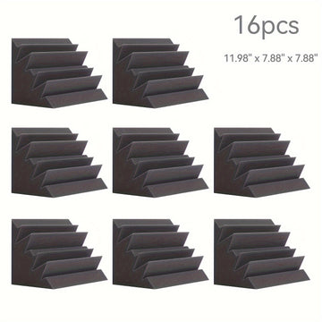 16 piezas de trampas acústicas AUSLET negras, 28.14 cm x 20.02 cm x 20.02 cm - Paneles insonorizantes ignífugos de alta densidad para estudio, sala de piano, sala de juegos, teatro y oficina en casa, tratamiento de paredes y techos | Paneles elegantes en