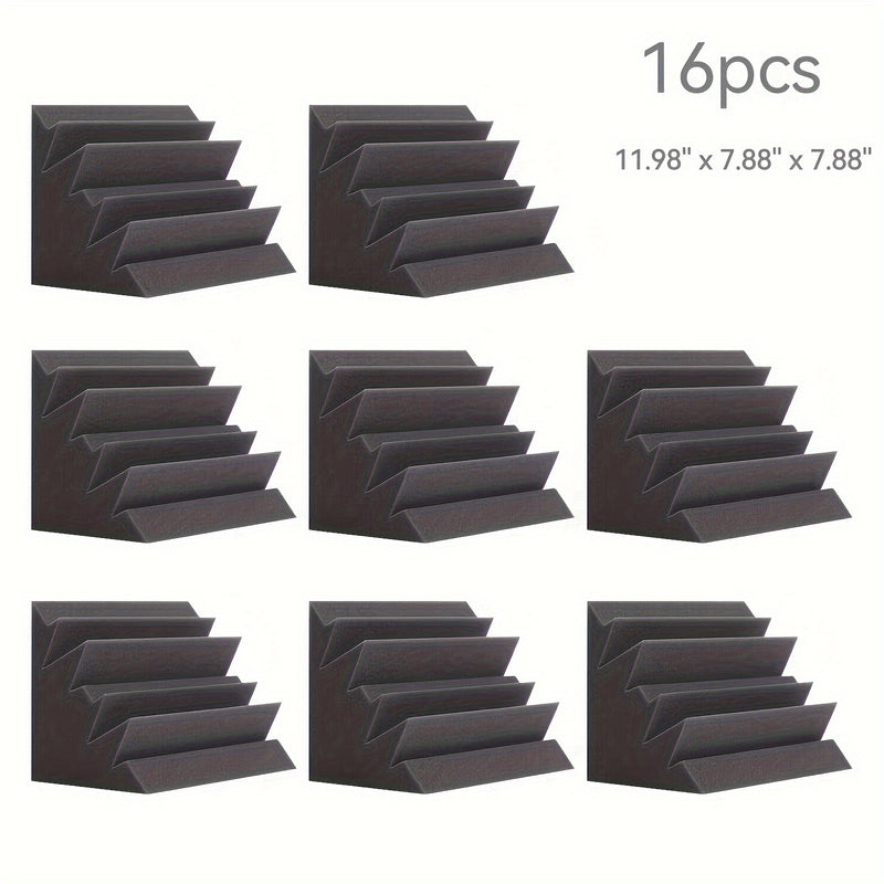 16 piezas de trampas acústicas AUSLET negras, 28.14 cm x 20.02 cm x 20.02 cm - Paneles insonorizantes ignífugos de alta densidad para estudio, sala de piano, sala de juegos, teatro y oficina en casa, tratamiento de paredes y techos | Paneles elegantes en