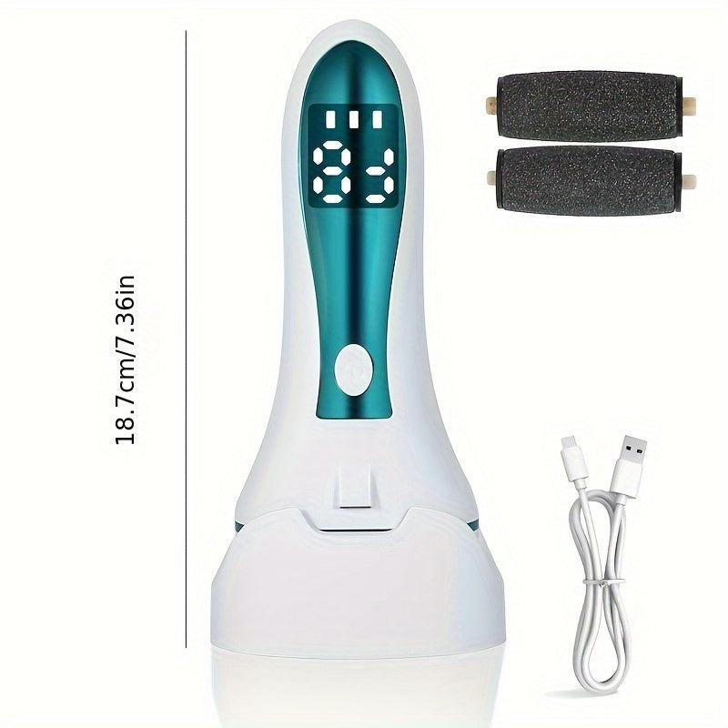 Exfoliador y Eliminador de Piel Muerta Eléctrico para Pies - Funciona con USB, Pantalla LCD, Sin Cables - Herramienta Hipoalergénica para Pedicura en Casa o Salón, Ideal para Pies Ásperos, Talones Agrietados e Uñas Encarnadas - Dispositivo Ergonómico par