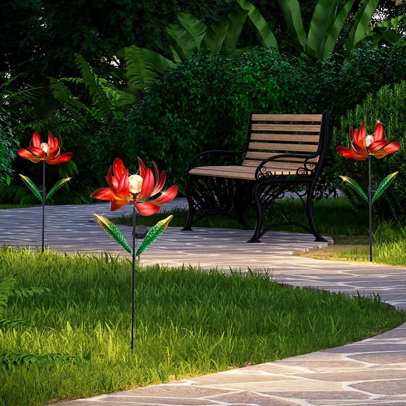 Jardín de luces de estacas de jardín alimentadas por energía solar, molino de viento de metal con luz LED de arriba, decoración de jardín exterior recargable con enchufe de suelo para patio, césped, camino, acabado de encaústico, control de interruptor,