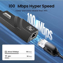 Adaptador USB a RJ45 con cable de red Ethernet, 100 Mbps, tarjeta de red USB compatible con computadoras Windows