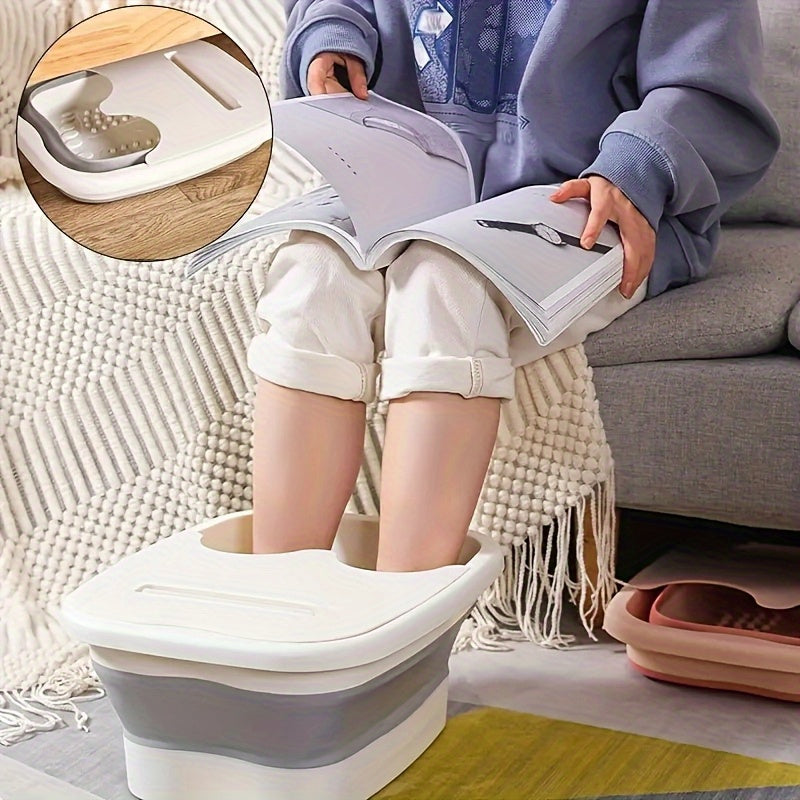 Baño de pies plegable de gran tamaño - Baño de pies portátil y viajero con agarre ergonómico antideslizante, material plástico duradero para relajación y baño, no necesita electricidad, uso en casa y en movimiento, baño de pies para relajación, caracterí