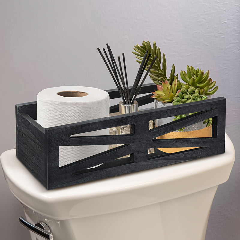Caja de Almacenamiento de Madera Versátil - Impermeable, Organizador Multiusos para Esenciales de Baño & Decoración de Aromaterapia, Ganchos de Utilidad