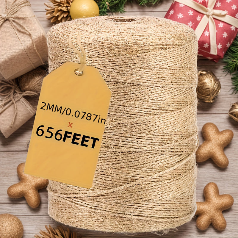1pc Cordel de Yute Extra Resistente, 656 Pies (200m) - No Necesita Electricidad ni Batería, Ideal para Manualidades, Artesanías, Jardinería, Envoltura de Regalos y Proyectos de Arte