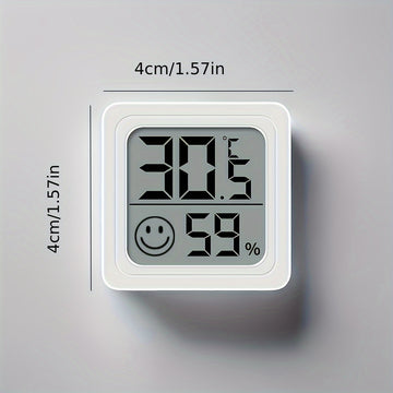 1pc Higrómetro y Termómetro Digital Compacto - Uso Interior/Exterior para Habitaciones de Niños, Coches y Más - Funciona con Pilas y Pantalla Grande para Temperatura, Humedad y Íconos de Sonrisa