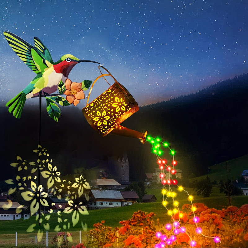 Luces solares para colgar al aire libre, faroles de colibríes para exteriores, nuevas luces de riego, sombras hermosas, guirnaldas espectaculares, regalos para hombres y mujeres, césped, escritorio, camino, paisaje, decoración de jardín
