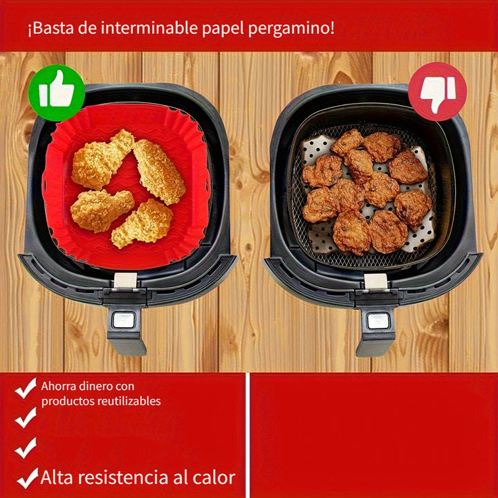 Horno de aire frito de silicona antiadherente, bandejas cuadradas para hornear, asar y cocinar en microondas, accesorios para cocina, accesorios para horno de aire frito de cocina.