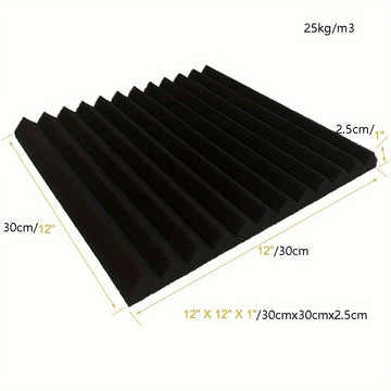 48 paquetes de tableros autoadhesivos absorbentes de sonido (24 negros + 24 azules), adecuados para salas de grabación, habitaciones de instrumentos, KTVs, etc., absorben rápidamente mezclas y ruidos, densidad: 25 kg/m³