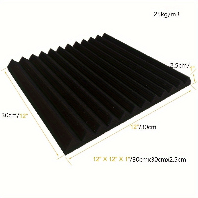 48 paquetes de tableros autoadhesivos absorbentes de sonido (24 negros + 24 azules), adecuados para salas de grabación, habitaciones de instrumentos, KTVs, etc., absorben rápidamente mezclas y ruidos, densidad: 25 kg/m³