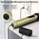 Micrófono de Karaoke sin varillas Portátil con Batería Recargable para 4 Micrófonos y Receptor, Ideal para Fiestas, Reuniones, Bodas, Base de Almacenamiento Dorada y Adaptador de 3.5mm Incluido