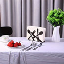 Porta servilletas de hierro fundido, diseño de cubiertos para decoración de mesa en casa, cocina, cafetería o restaurante, organizador de servilletas de papel en metal negro, 1 unidad