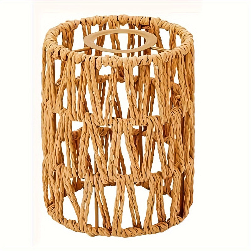 4-Pack Sombrillas de Lámpara de Rattan Rústico, Cubiertas de Luz de Cilindro Tejidas a Mano para Lámparas de Pie, Pendientes, Araña, Sconces de Pared - No se Necesita Electricidad ni Batería