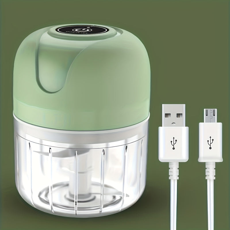 Mini triturador eléctrico portátil, cuchillas de acero inoxidable recargables por USB, capacidad grande de 250 ml, diseño de separación húmeda y seca, perfecto para machacar ajo, carne picada, pimientos, frutas y verduras, ayudante esencial de cocina.