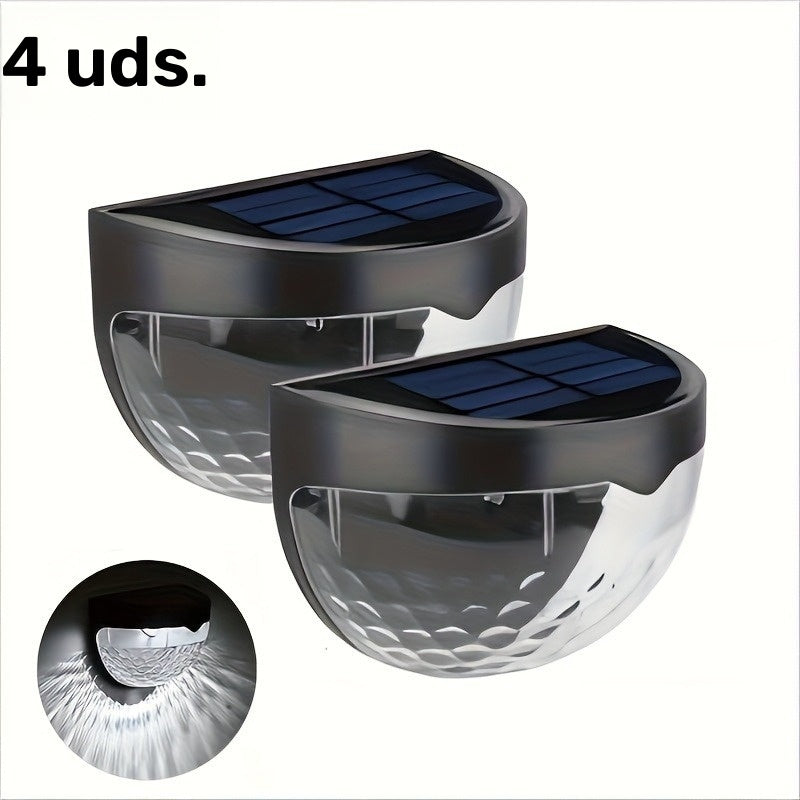 Juego de 4 luces solares para pared, luces LED exteriores para iluminación, material ABS, energía solar con batería de níquel, voltaje de operación ≤36V, para jardín, patio, balcón y escalones