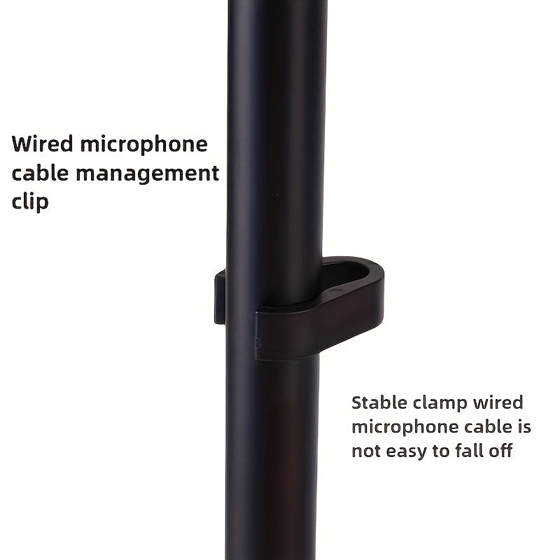 Soporte de Micrófono Ajustable para Suelo con Pinza, Base Triangular Resistente – Ideal para Transmisiones en Vivo y Karaoke: Canto en Casa, Fiestas Privadas, Discursos y Actuaciones al Aire Libre/Interior – Soporte Duradero Multiusos